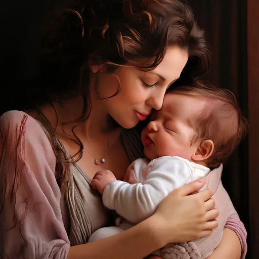 a woman kissing her baby