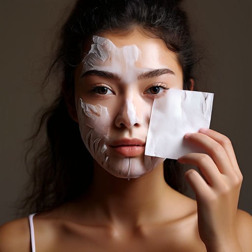 girl using a blotting paper